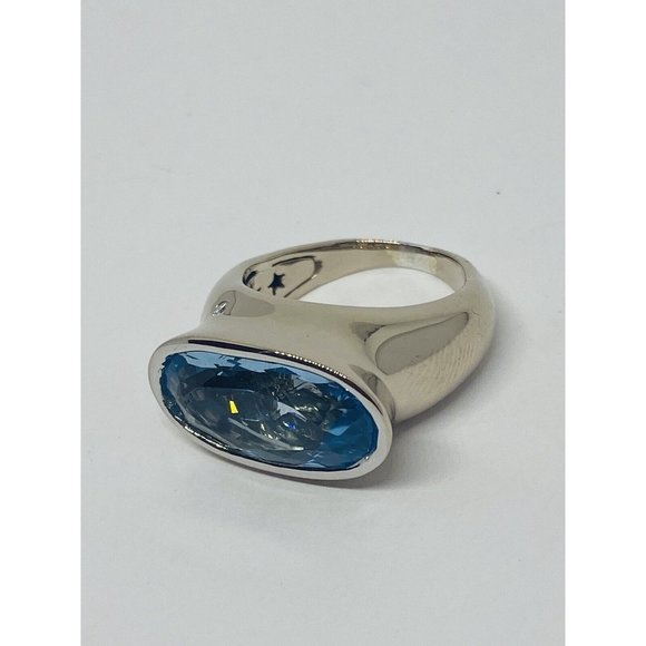H. Stern Diamond 6.87ct Blue Topaz 18K Gold Oval Cocktail Ring 12.0 Grams Size 6 - Picture 4 of 10